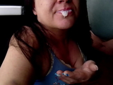 Ass licking in the window, KlaudiaAmberGirl gets cum in her mouth.